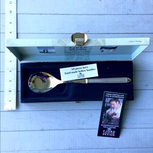 FJORD DESIGN - NORA STEEL FLATWARE. Serving Spoon. New in box. Made in Norway.